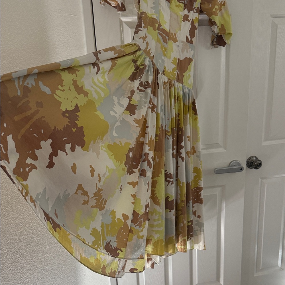Jonathan Simkhai Camouflage Midi Dress in Brown and Cream - Picture 4 of 11
